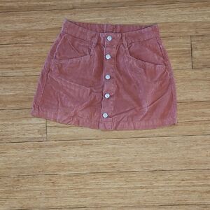 Corduroy Button-Front Skirt - Pink